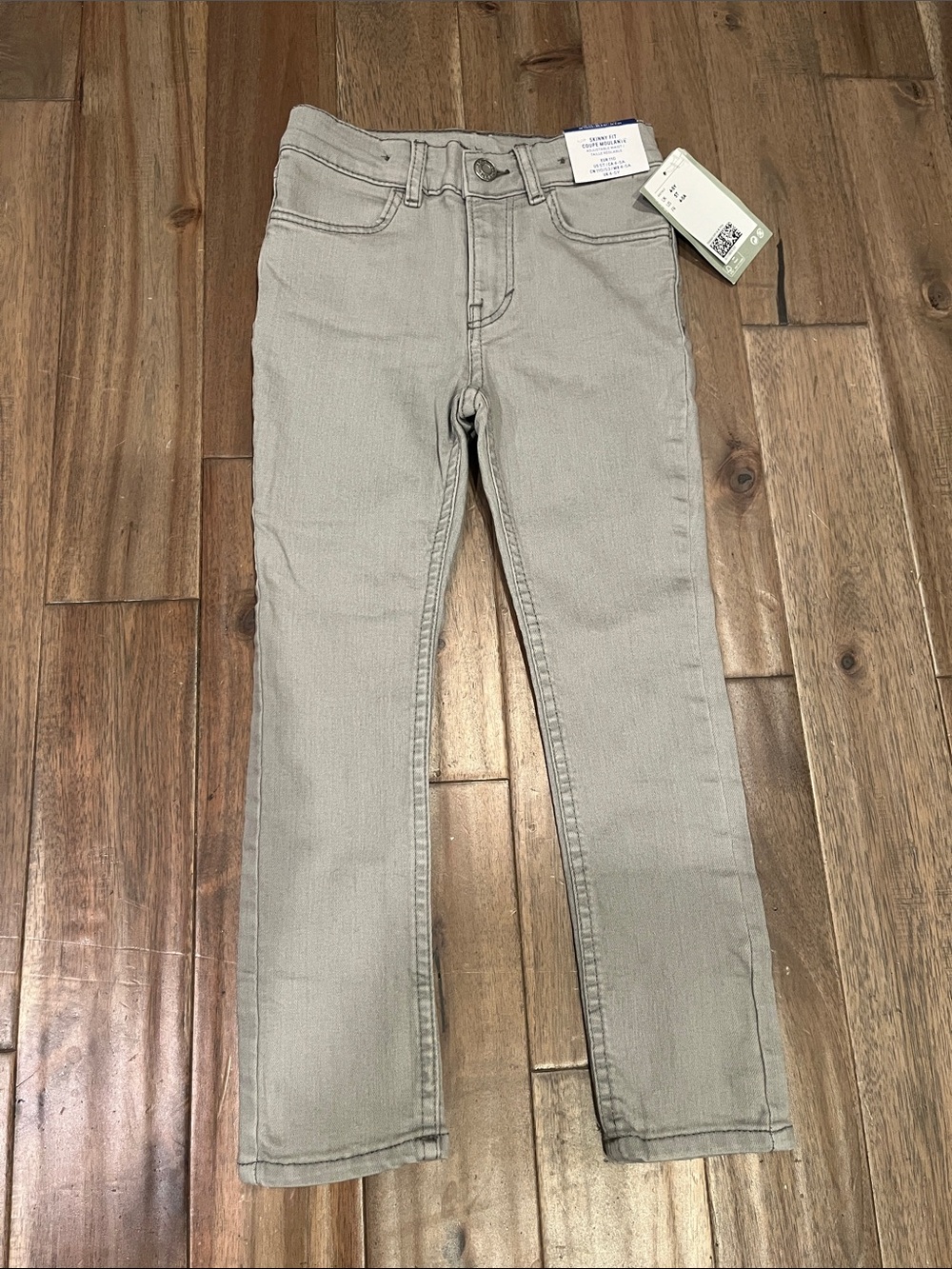 H&M Boys Size 5T Light Gray Skinny Fit Jeans Adjustable Waist NWT